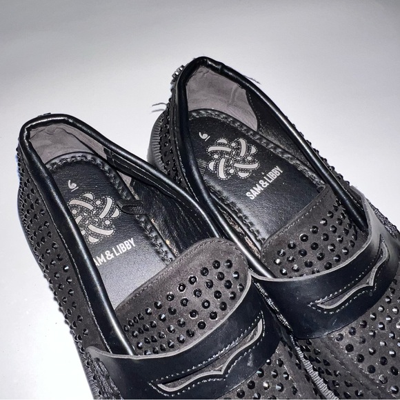 Sam & Libby Black Studded womens Loafers - Picture 2 of 4